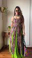 Parrot Green Elegant Bangalore Fabric Top with Thread & Sequin Work and Faux Georgette Lehenga Set ClothsVilla