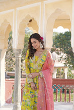 Load image into Gallery viewer, Luxe Elegance Parrot Green Embroidered Digital Print Gown &amp; Dupatta Set ClothsVilla