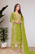 Load image into Gallery viewer, Parrot Green New Season Exclusive – Elegant Heavy Chinon Embroidered Suit Set  Fully Stitched ClothsVilla