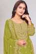 Load image into Gallery viewer, Parrot Green New Season Exclusive – Elegant Heavy Chinon Embroidered Suit Set  Fully Stitched ClothsVilla