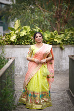 Load image into Gallery viewer, Stunning Parrot Green Paithani Lehenga Choli - Embrace Tradition in Style ClothsVilla