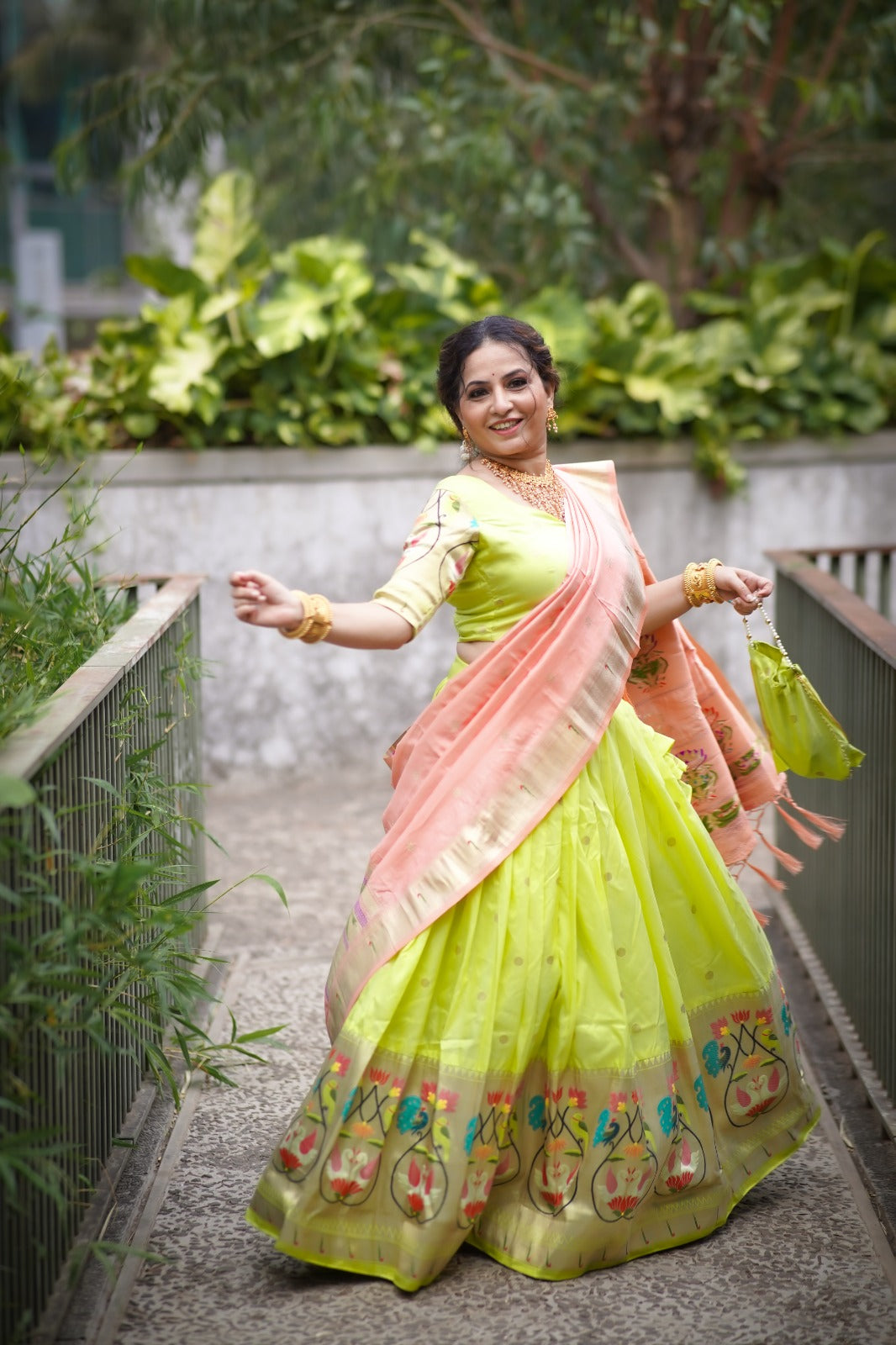 Stunning Parrot Green Paithani Lehenga Choli - Embrace Tradition in Style ClothsVilla