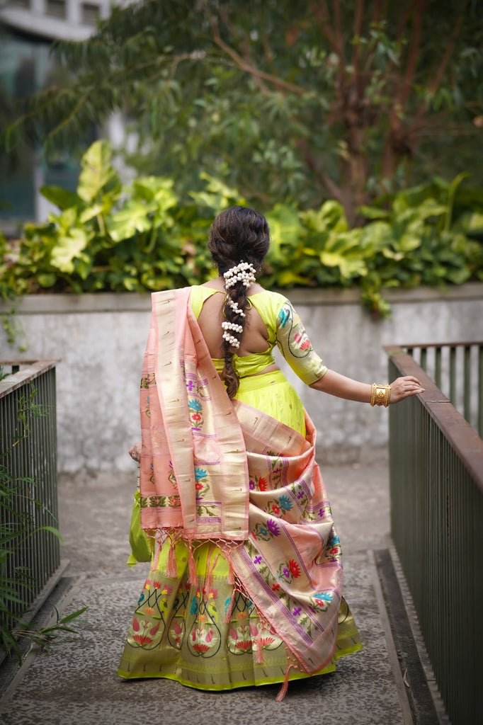 Stunning Parrot Green Paithani Lehenga Choli - Embrace Tradition in Style ClothsVilla