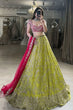 Load image into Gallery viewer, Parrot Green &amp; Pink Designer Bridal Lehenga Set ClothsVilla