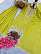 Load image into Gallery viewer, Parrot Green Premium Designer Chinon Silk Party Wear Top, Plazzo &amp; Dupatta Set