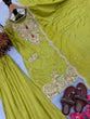 Load image into Gallery viewer, Parrot Green Premium Designer Chinon Silk Party Wear Top, Plazzo &amp; Dupatta Set