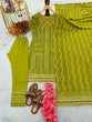 Load image into Gallery viewer, Parrot Green Premium Designer Party Wear Georgette Top, Bottom &amp; Dupatta Set Clothsvilla