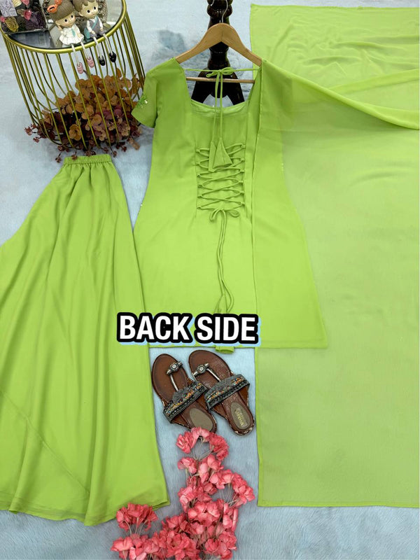 Parrot Green Sequence Work Palazzo Suit ClothsVilla