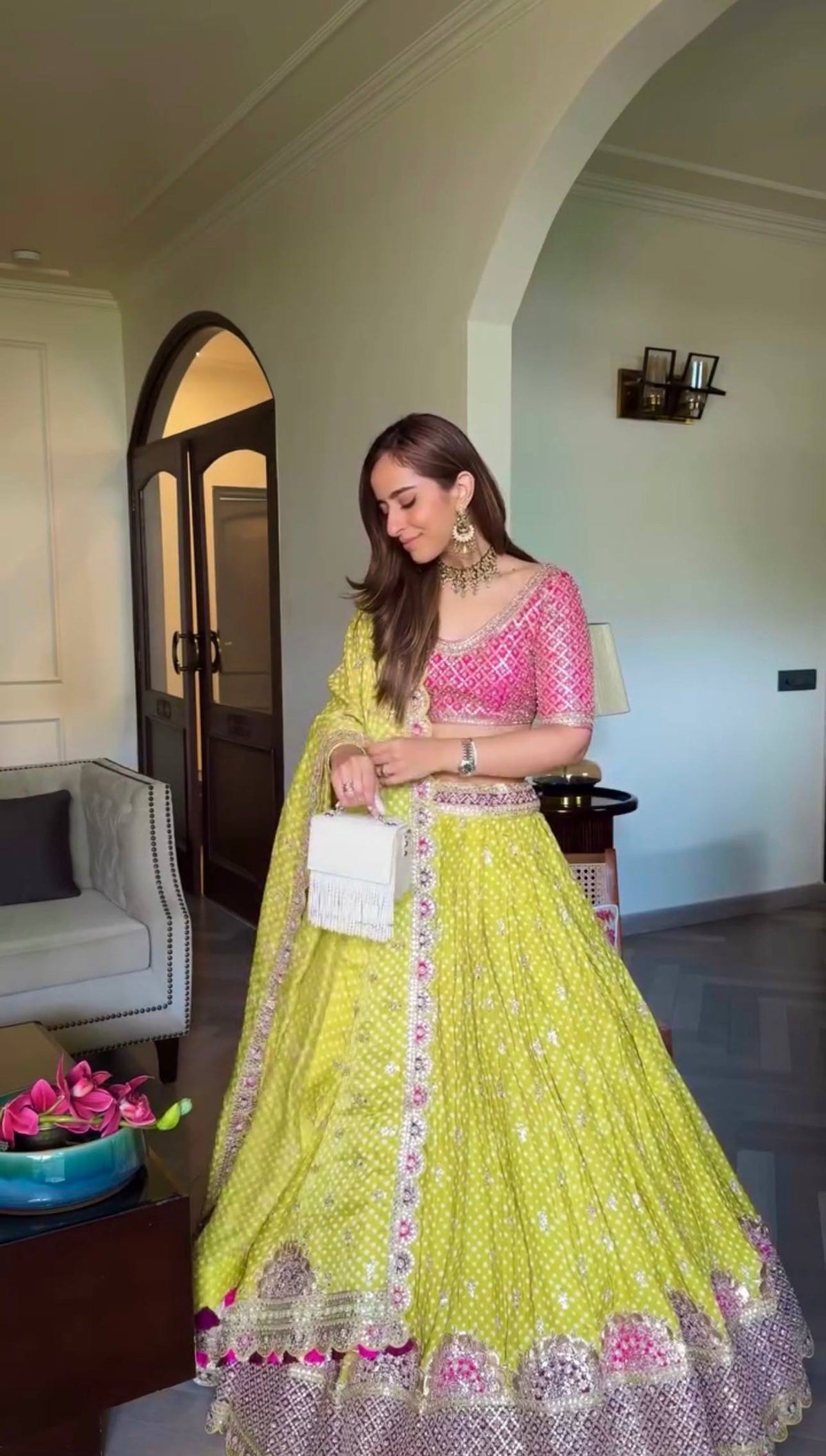 Parrot Green Thread Work Silk Lehenga Choli ClothsVilla