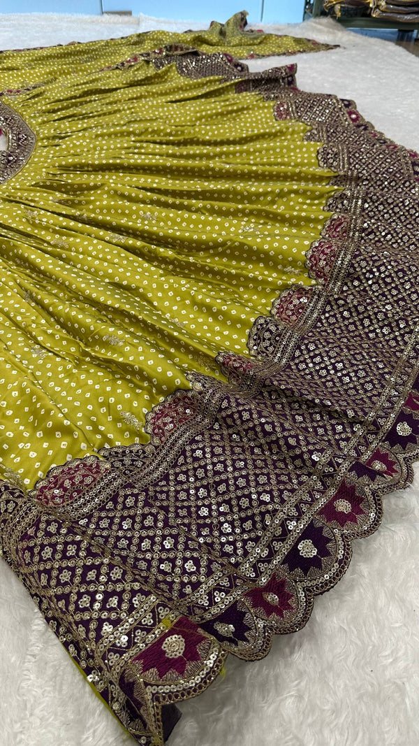 Parrot Green Thread Work Silk Lehenga Choli ClothsVilla