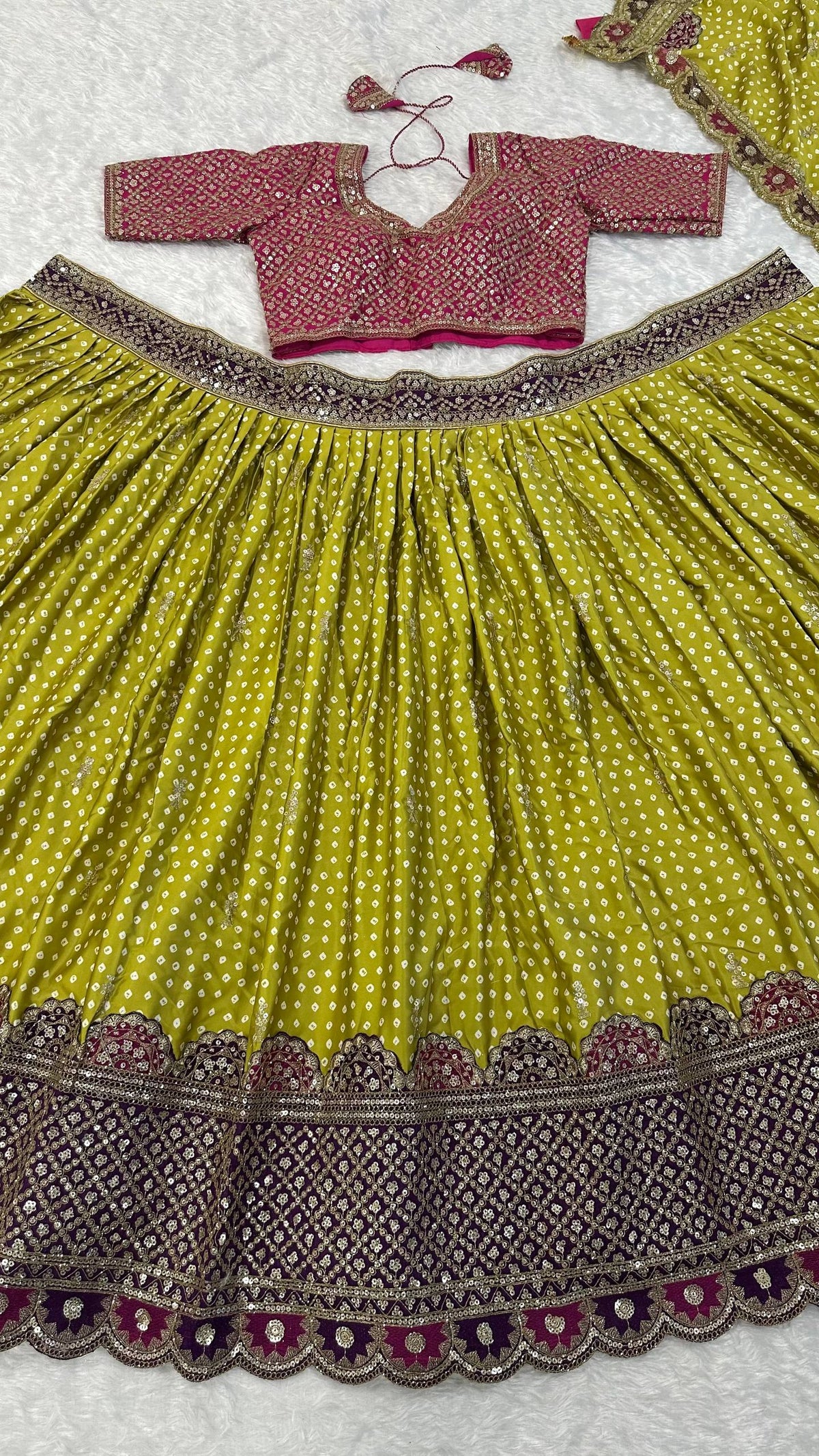 Parrot Green Thread Work Silk Lehenga Choli ClothsVilla