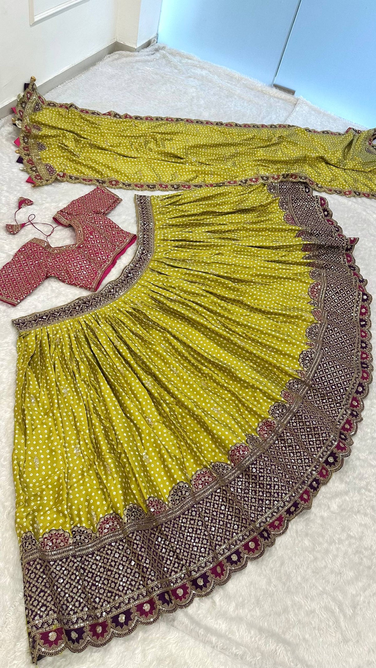 Parrot Green Thread Work Silk Lehenga Choli ClothsVilla