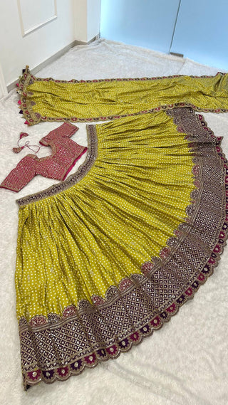 Parrot Green Thread Work Silk Lehenga Choli ClothsVilla