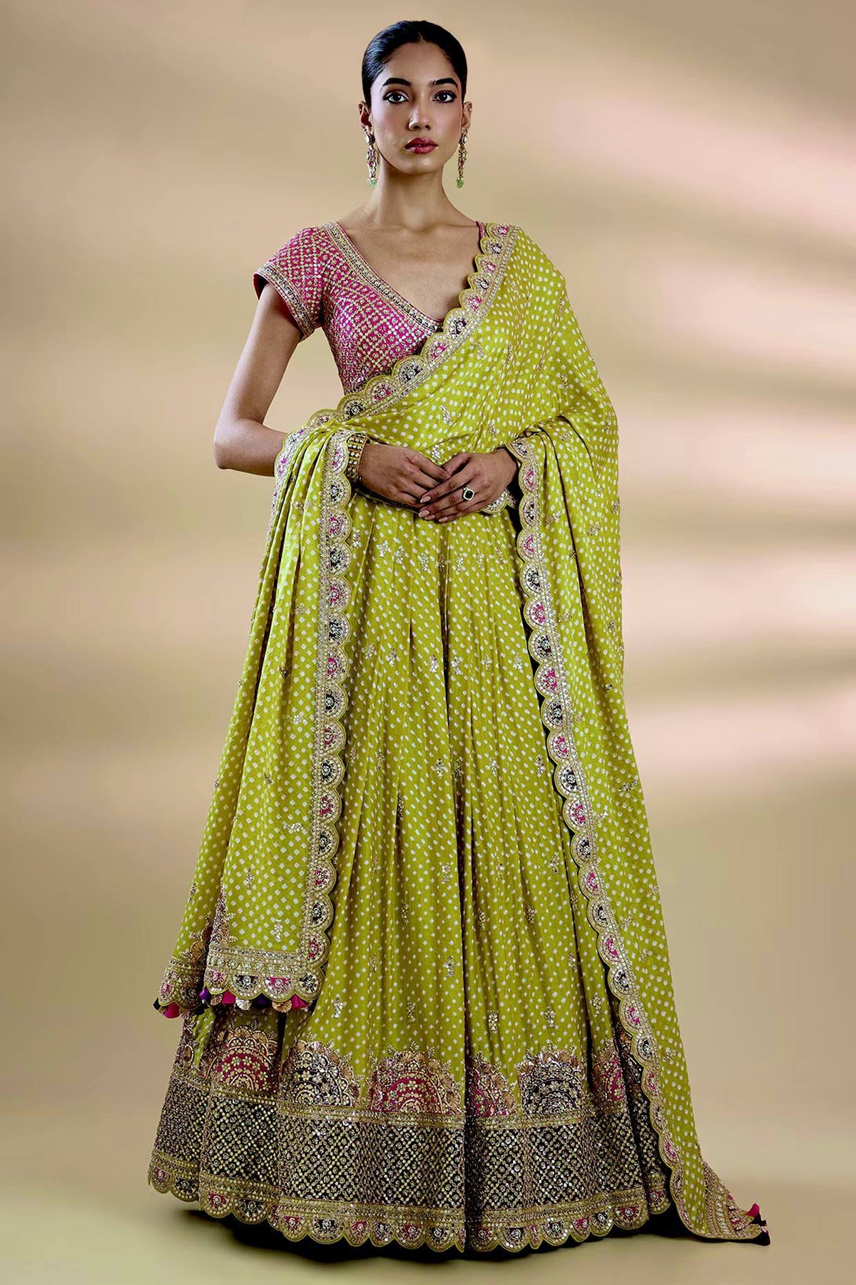 Parrot Green Thread Work Silk Lehenga Choli ClothsVilla