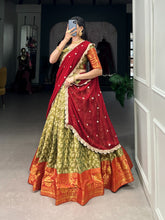 Load image into Gallery viewer, Parrot Green Zari Embroidered Jacquard Silk Lehenga with Georgette Dupatta ClothsVilla