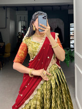 Load image into Gallery viewer, Parrot Green Zari Embroidered Jacquard Silk Lehenga with Georgette Dupatta ClothsVilla