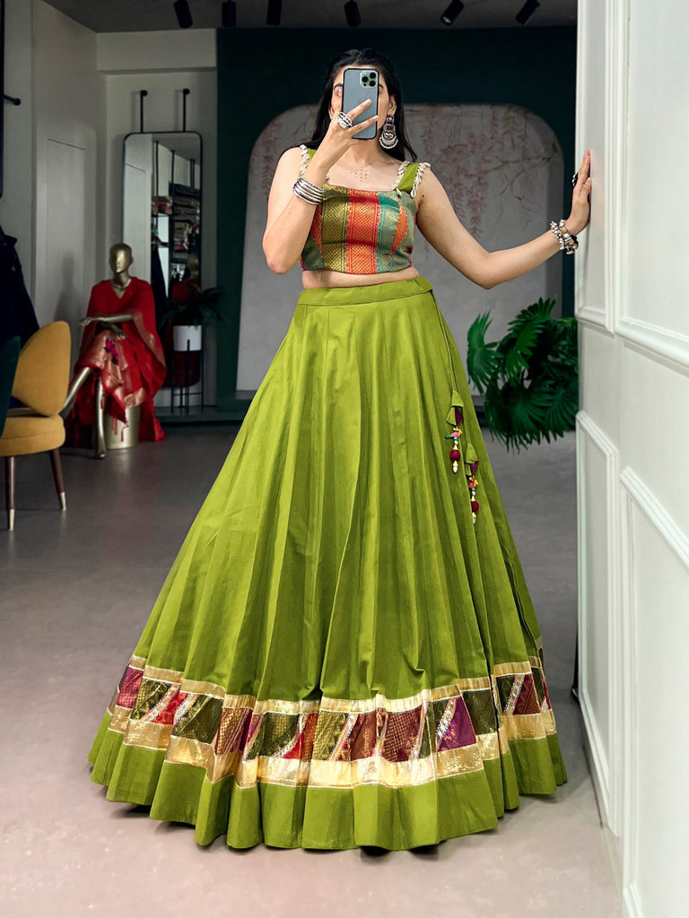 Parrot Zari Grace Cotton Lehenga ClothsVilla
