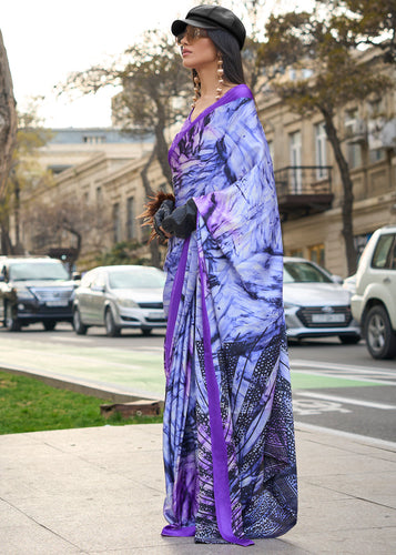 Passion Purple Elegant Satin Crepe Saree – A Perfect Blend of Luxury & Grace ClothsVilla