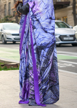 Passion Purple Elegant Satin Crepe Saree – A Perfect Blend of Luxury & Grace ClothsVilla
