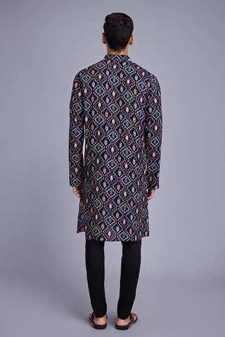 Exclusive Printed Navy Blue Kurta for Mens Wear Collection Clothsvilla