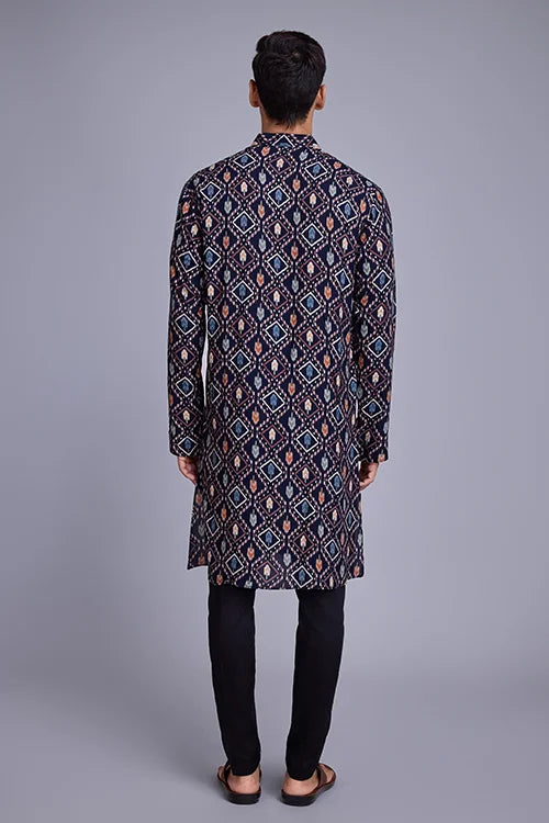 Exclusive Printed Navy Blue Kurta for Mens Wear Collection Clothsvilla