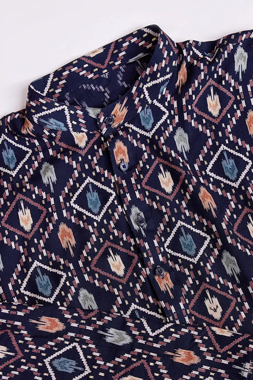 Exclusive Printed Navy Blue Kurta for Mens Wear Collection Clothsvilla