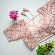 Load image into Gallery viewer, Peach Color metalic Jimmy Choo Blouse with Exquisite Sequence Embroidery ClothsVilla