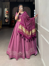 Load image into Gallery viewer, Peach Color Plain With Gotta Patti Cotton Lehenga Choli ClothsVilla