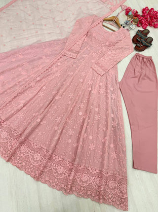 Peach Designer Georgette Gown ClothsVilla
