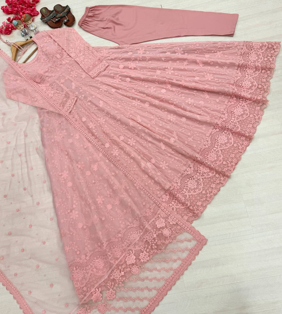 Peach Designer Georgette Gown ClothsVilla