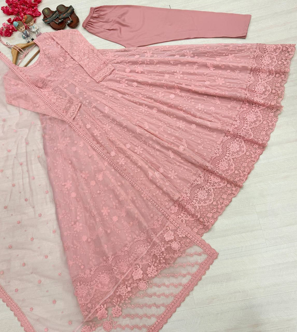 Peach Designer Georgette Gown ClothsVilla