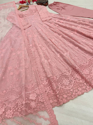 Peach Designer Georgette Gown ClothsVilla