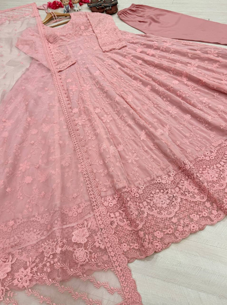 Peach Designer Georgette Gown ClothsVilla