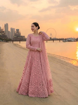 Peach Designer Georgette Gown ClothsVilla