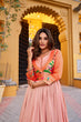Load image into Gallery viewer, Peach Designer Zari Work Full Gown ClothsVilla