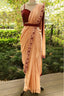 Peach Dolla Silk Saree with Thread & Stone Border and Banglori Satin Blouse ClothsVilla