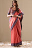 Peach Elegant Banarasi Silk Blend Saree with Zari Woven Border ClothsVilla