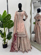 Load image into Gallery viewer, Peach Elegant Embroidered Sharara Set ClothsVilla
