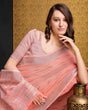 Load image into Gallery viewer, Peach Elegant &amp; Gold-Toned Ikat Woven Saree with Zari Border ClothsVilla