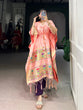 Load image into Gallery viewer, Peach Elegant Jacquard Paithani Kaftan with Zari Weaving Work ClothsVilla