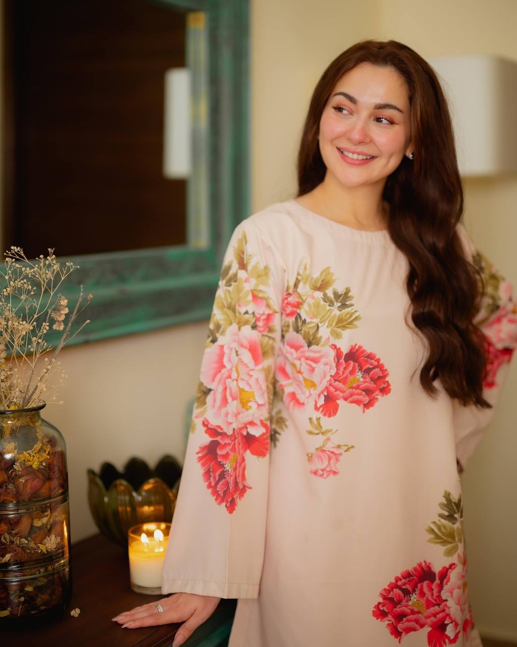 Peach Elegant Pure Natural Crepe Digital Print Co-Ord Set Top & Plazzo – Fully Stitched ClothsVilla