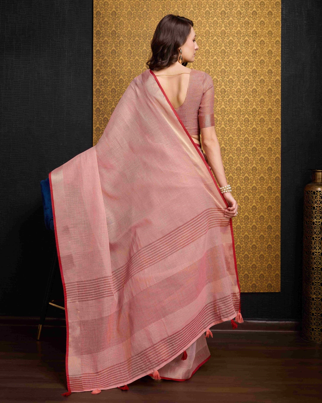 Peach Elegant Solid Saree with Zari Border – Timeless Grace ClothsVilla
