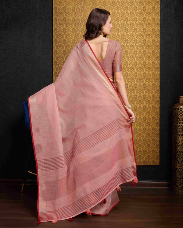 Peach Elegant Solid Saree with Zari Border – Timeless Grace ClothsVilla