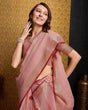 Load image into Gallery viewer, Peach Elegant Solid Saree with Zari Border – Timeless Grace ClothsVilla