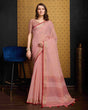 Load image into Gallery viewer, Peach Elegant Solid Saree with Zari Border – Timeless Grace ClothsVilla