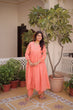 Load image into Gallery viewer, Peach Embroidered Kurti Pant Set ClothsVilla