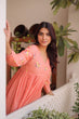 Load image into Gallery viewer, Peach Embroidered Kurti Pant Set ClothsVilla