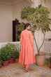 Load image into Gallery viewer, Peach Embroidered Kurti Pant Set ClothsVilla