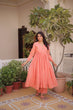 Load image into Gallery viewer, Peach Embroidered Kurti Pant Set ClothsVilla