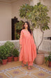 Load image into Gallery viewer, Peach Embroidered Kurti Pant Set ClothsVilla